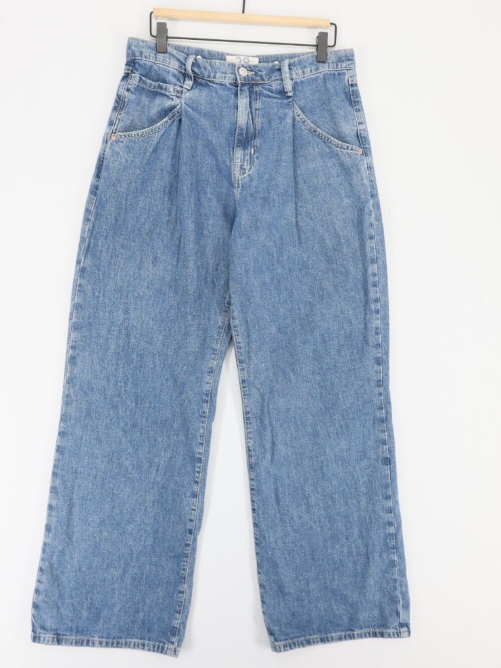 Free People Luca Super Slouch Jeans Womens 28 Blue High Rise Wide Leg Pleated